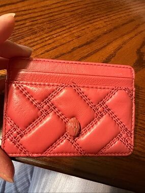 Kurt Geiger Coral Pink Quilted Leather Card Holder